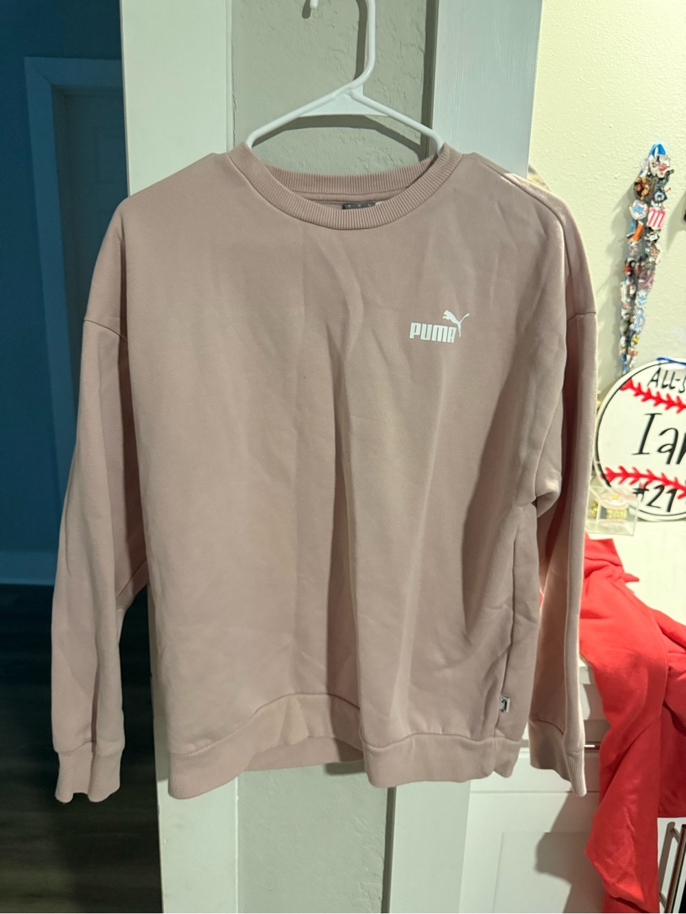 Puma Pink Crewneck Sweatshirt with White Logo